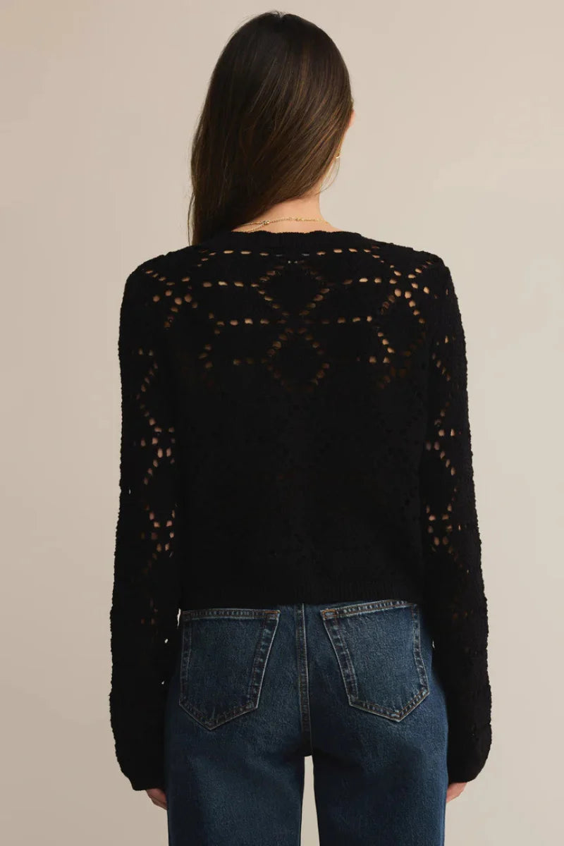 ROSALYN DIAMOND SWEATER CARDIGAN-BK