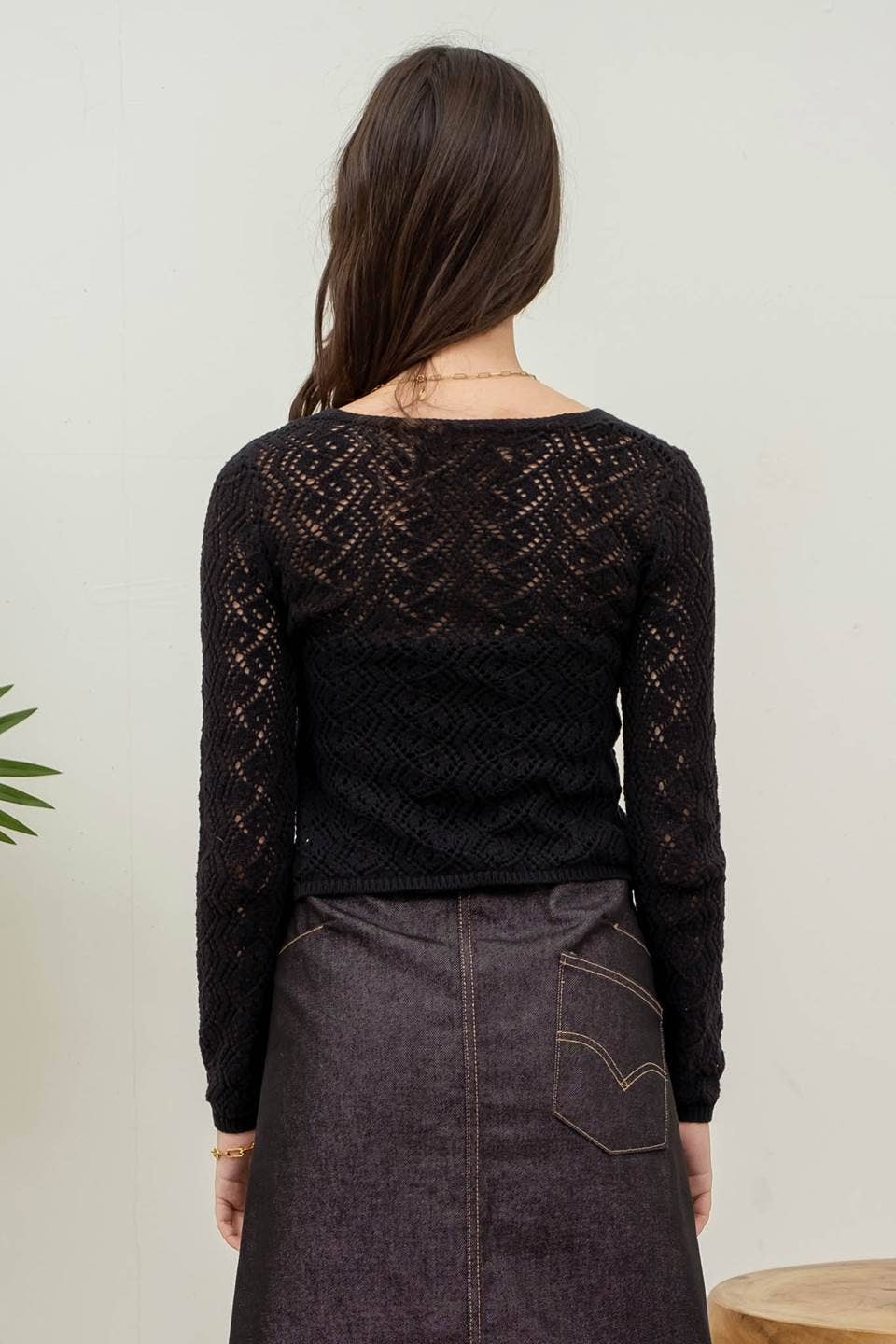 CONNIE CROCHET FRONT TIE CARDIGAN