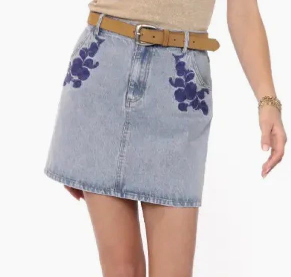 SADIE EMBROIDERED DENIM SKIRT