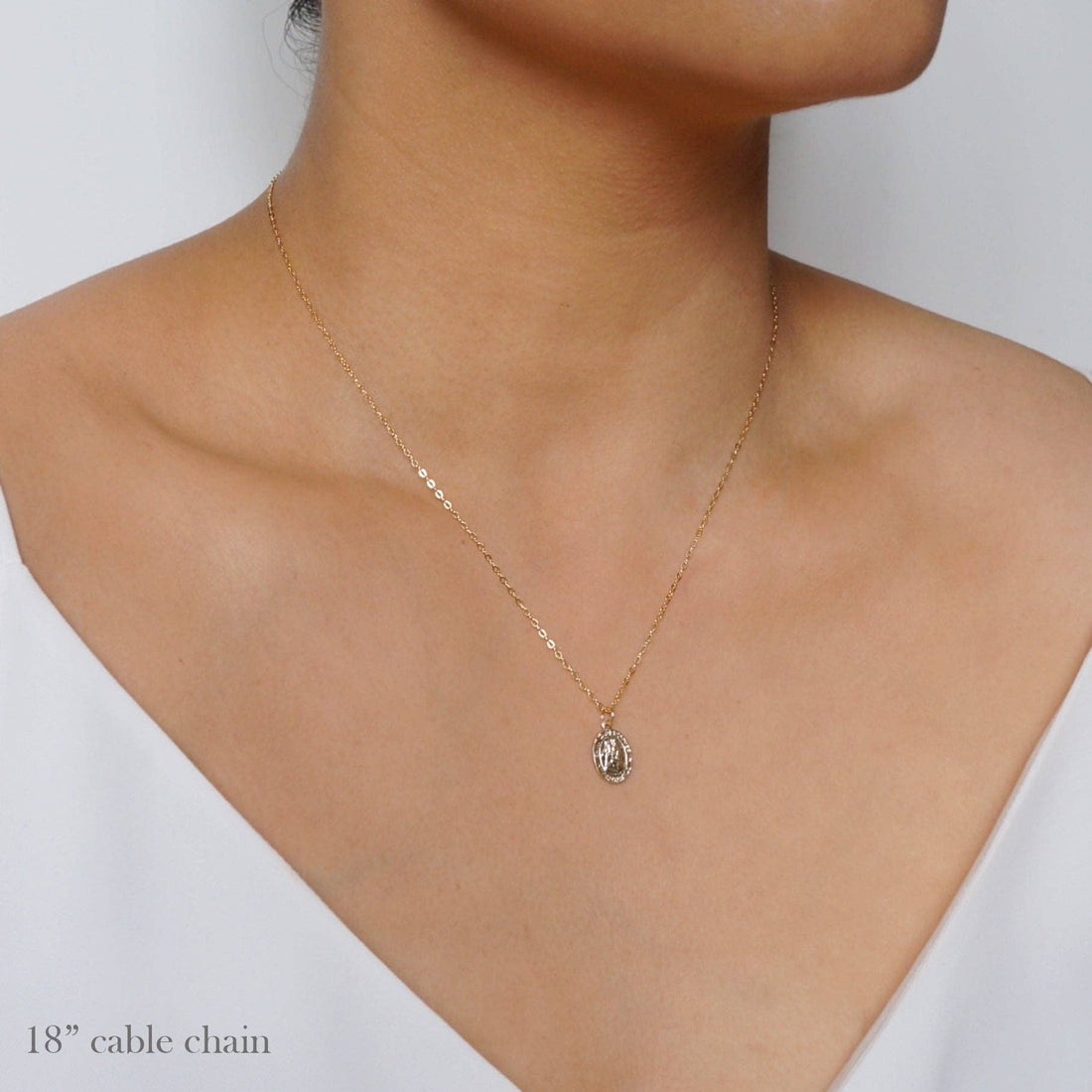 St. Christopher Traveler's Protection Gold Coin Necklace: 16" Box chain / 14K Gold Fill