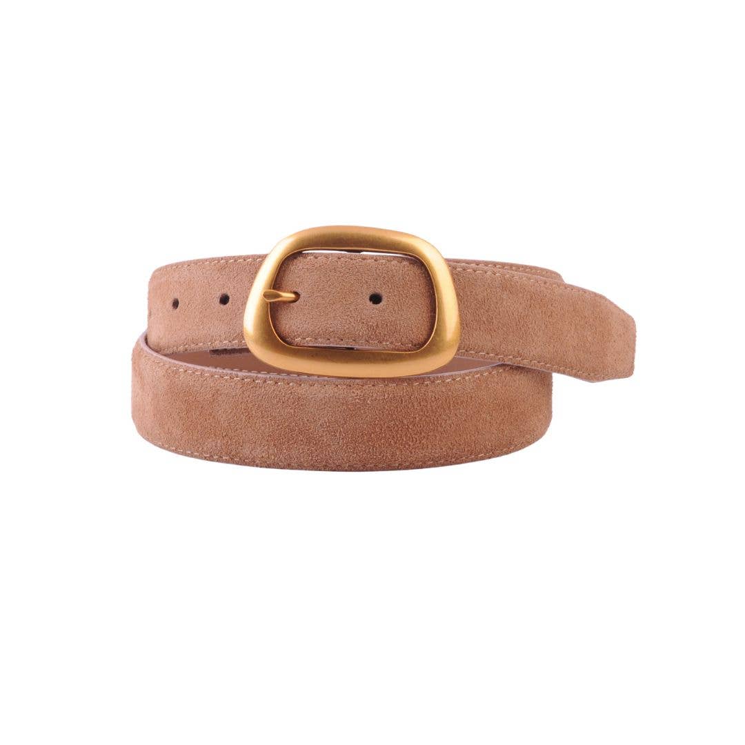 Suede Belt with Asymmetrical Buckle