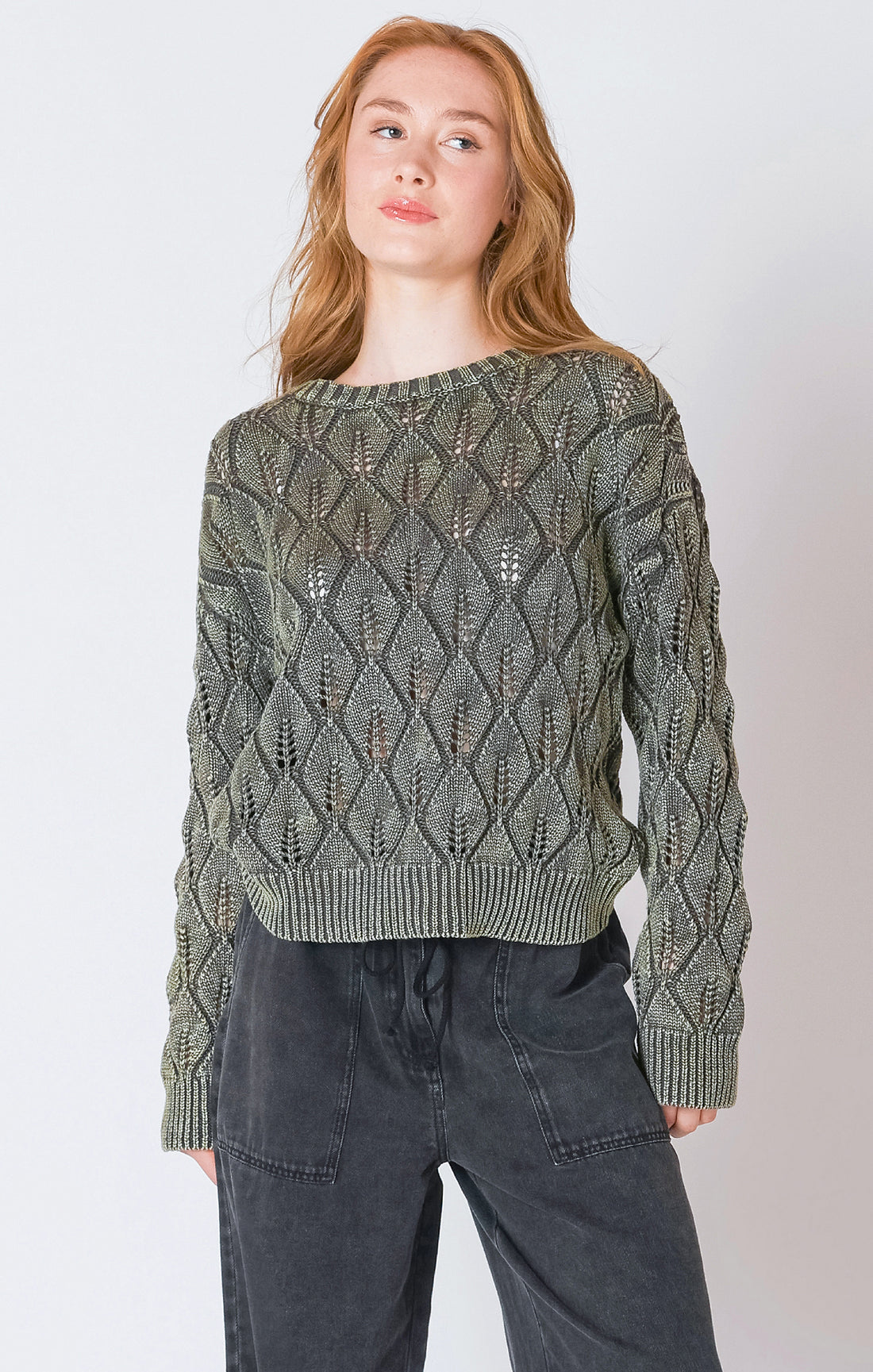 JESS OPEN KNIT CREWNECK SWEATER