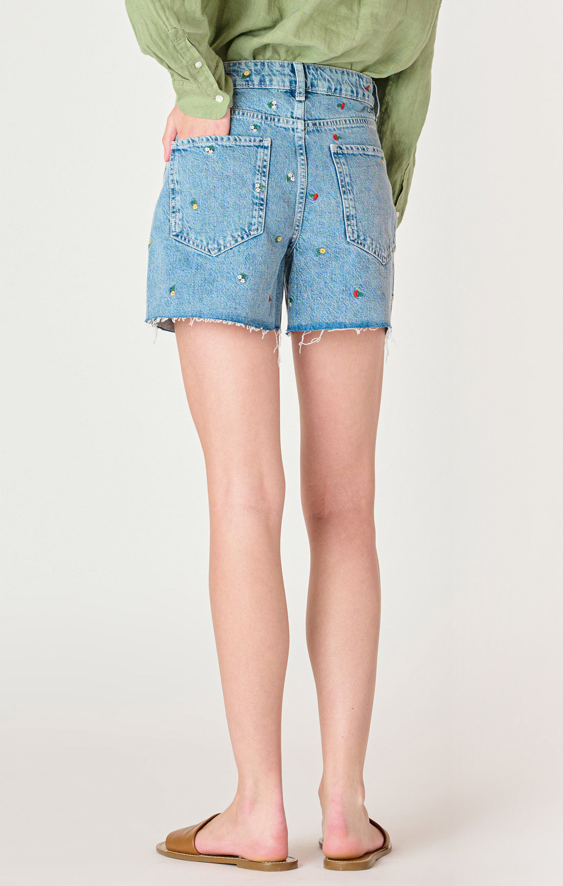 EMBROIDERED DENIM SHORTS