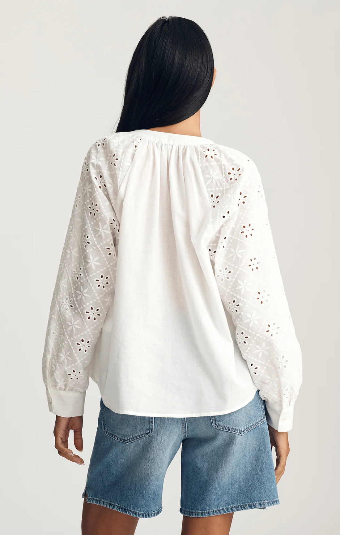 Embroidered Sleeve Button-Up Shirt