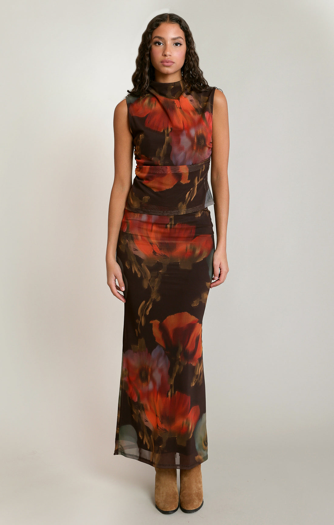 Francis floral mesh skirt