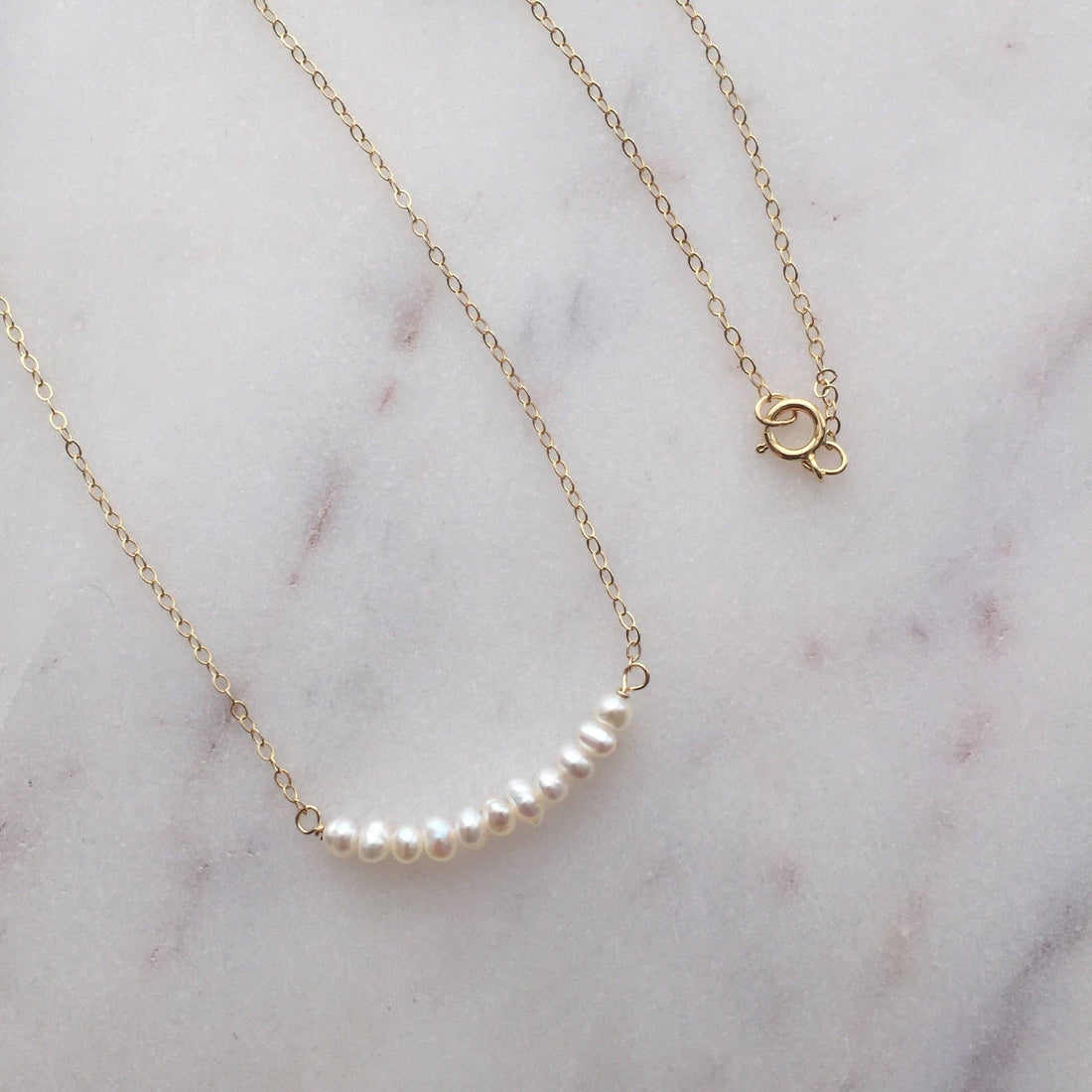 Freshwater Pearls on 14K Rose Gold fill Necklace (Grace)