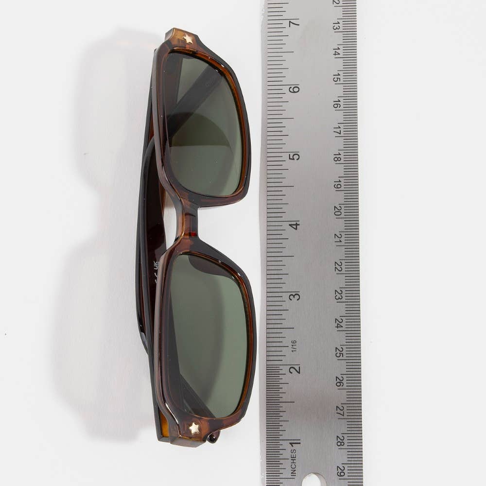 Star Accent Detail Rectangle Frame Sunglasses