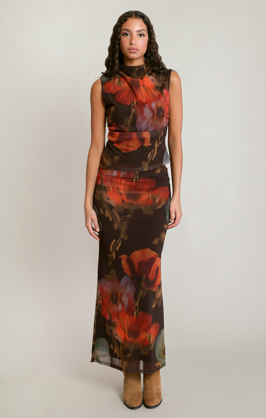Francis Floral mesh top￼
