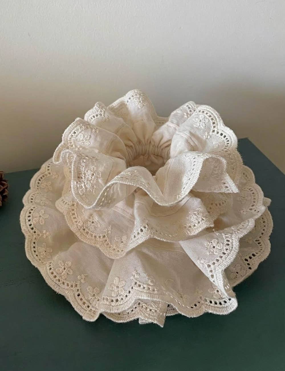 Vintage Lace Embroidery Double-Layer Hair Scrunchie