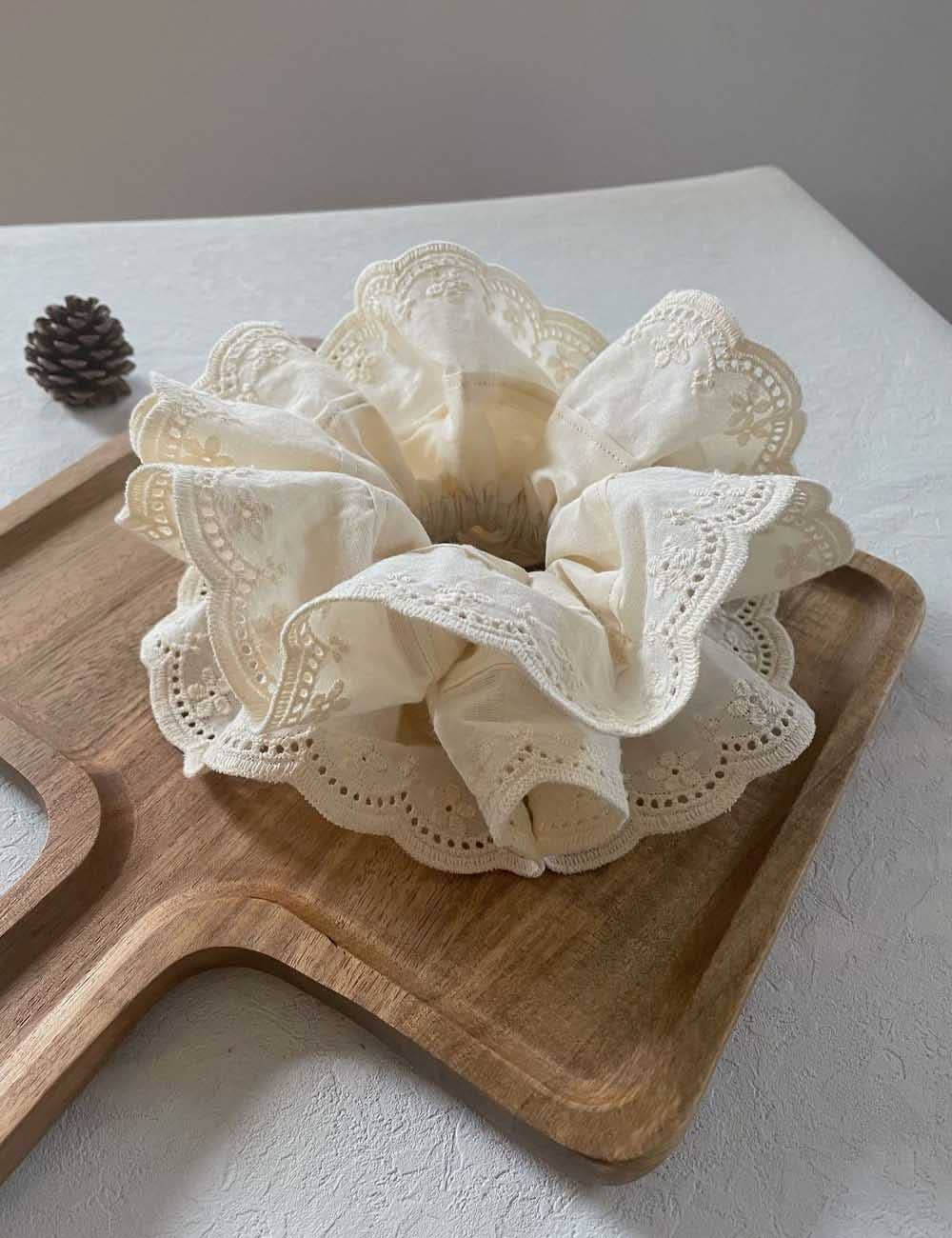 Vintage Lace Embroidery Double-Layer Hair Scrunchie