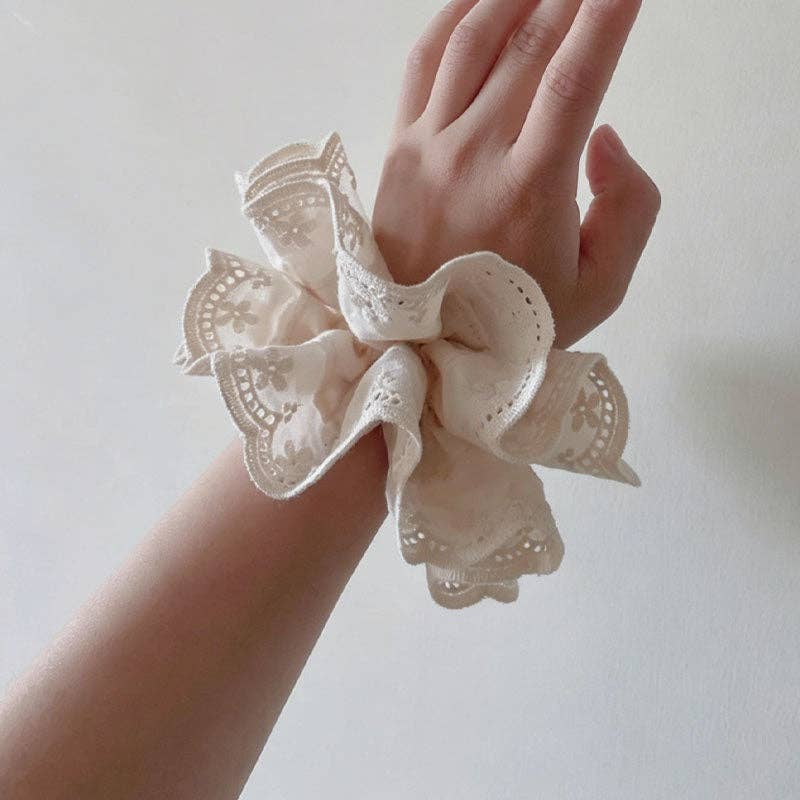 Vintage Lace Embroidery Double-Layer Hair Scrunchie