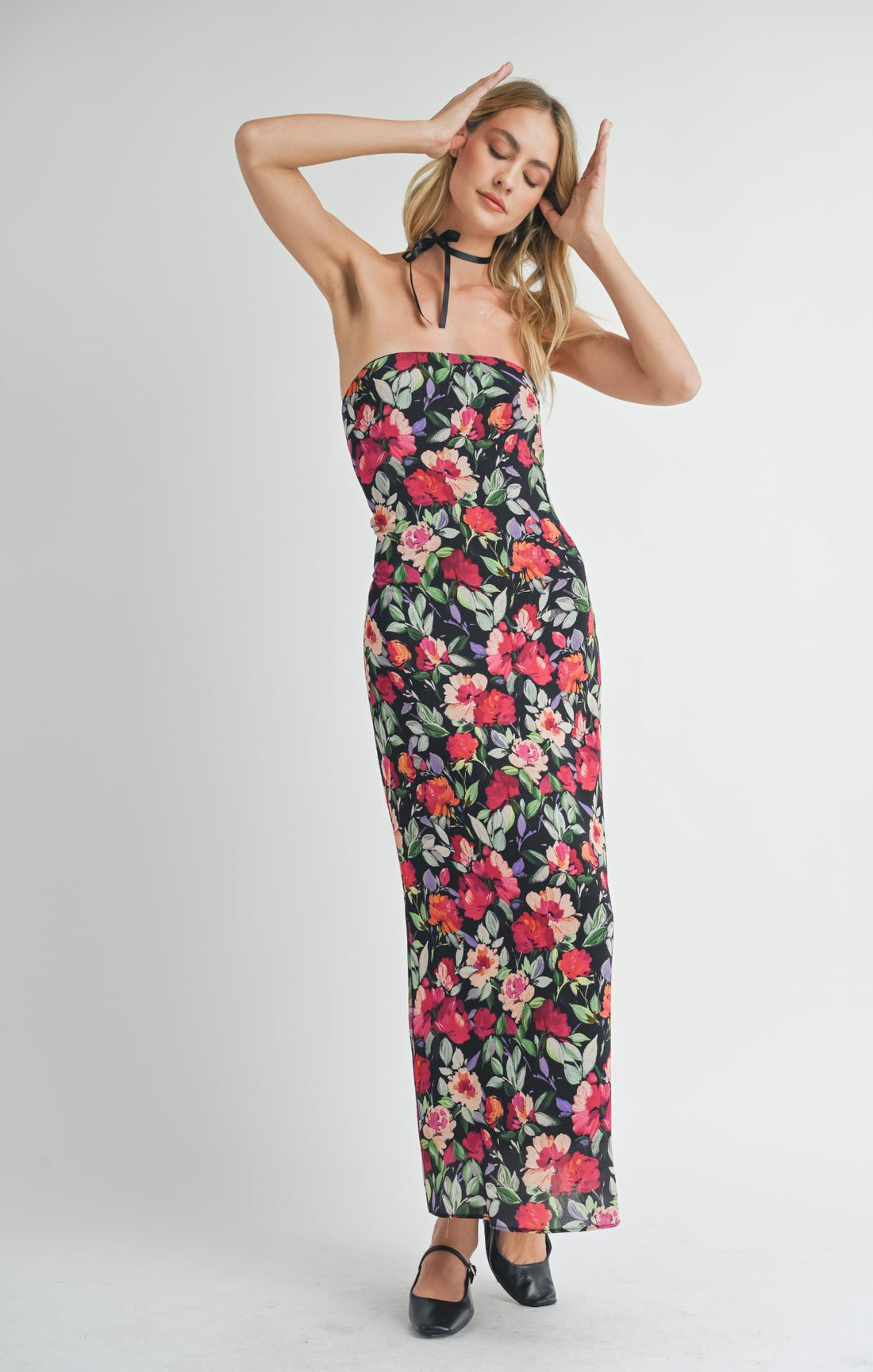 FLORAL NIGHT MIDI DRESS