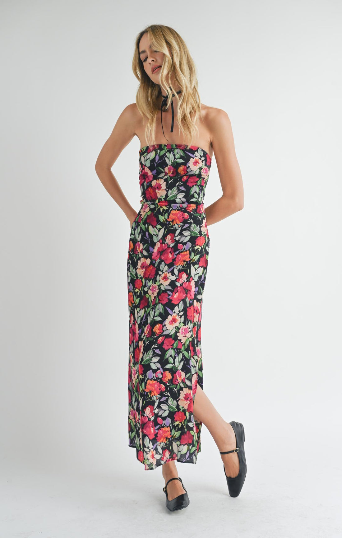 FLORAL NIGHT MIDI DRESS