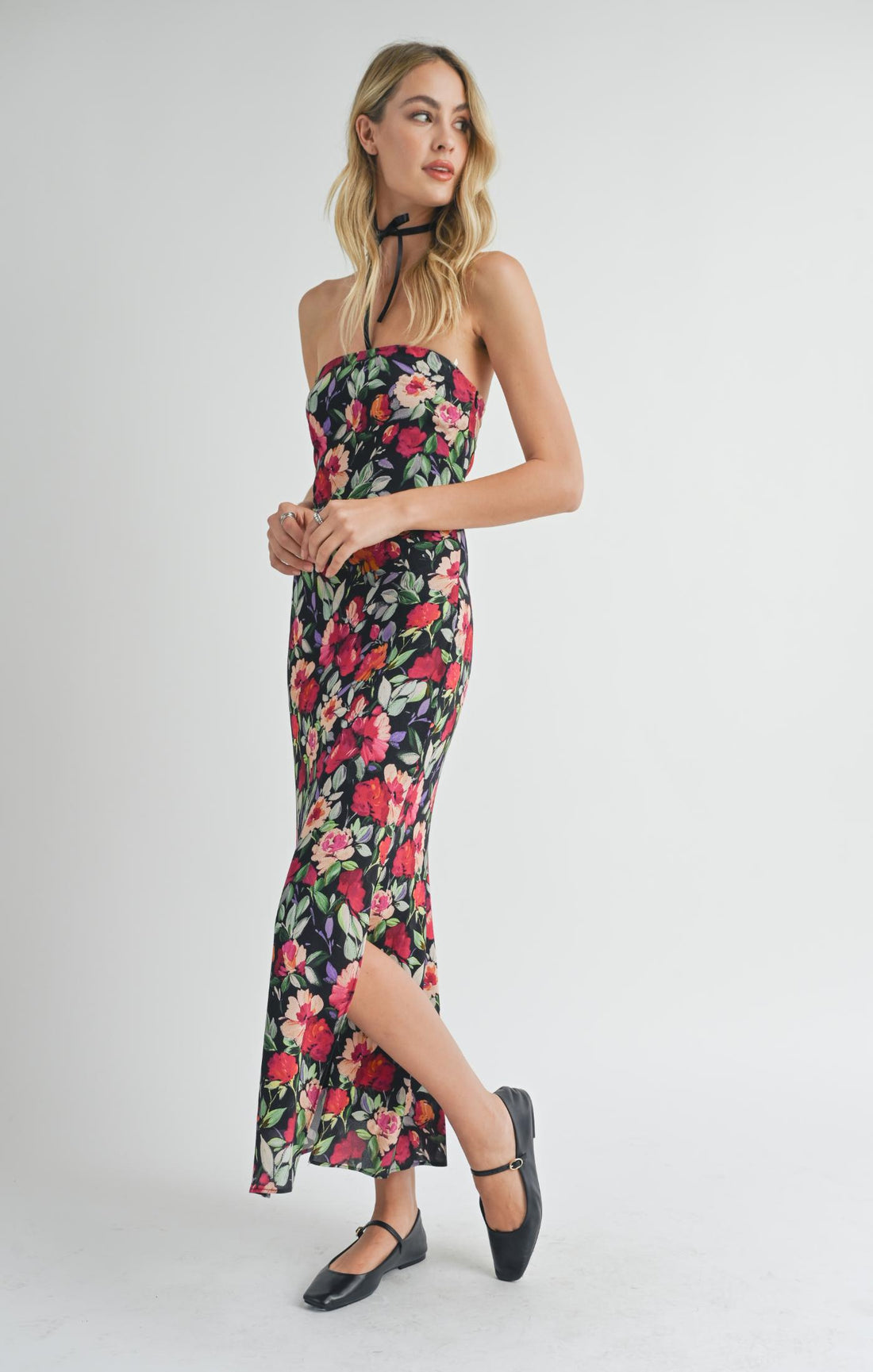 FLORAL NIGHT MIDI DRESS