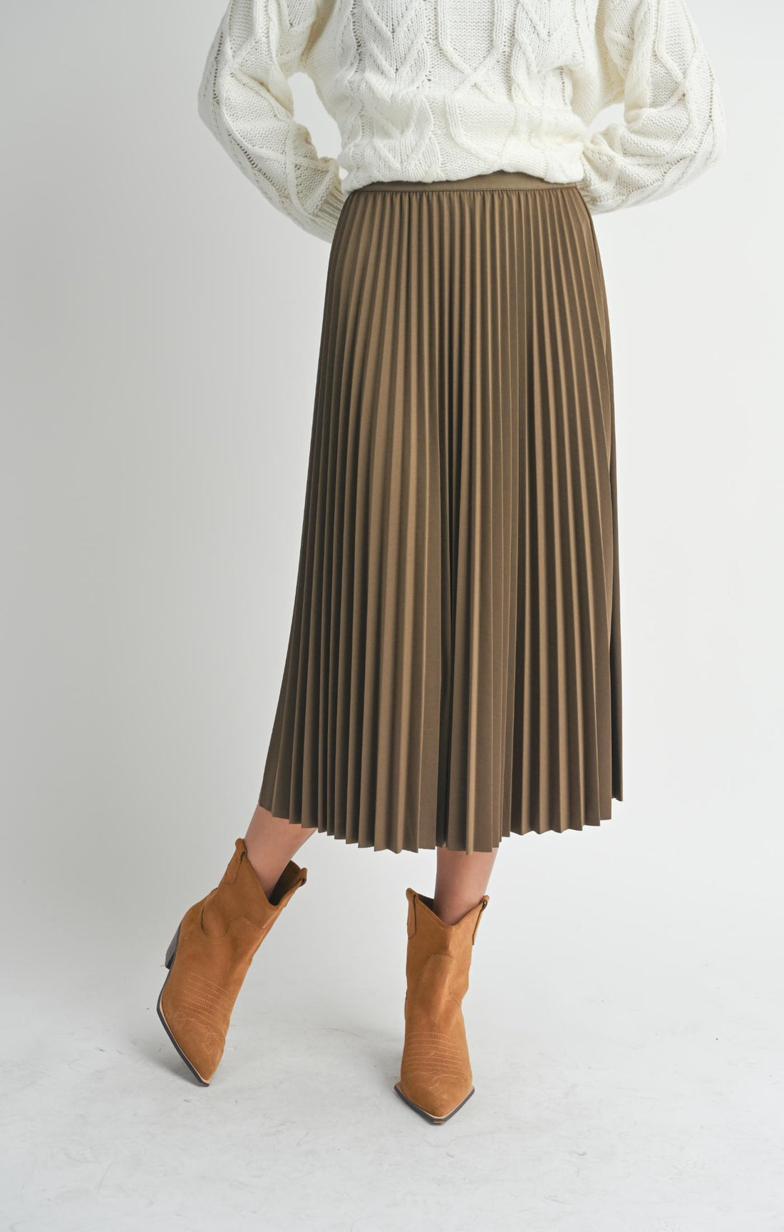 FULL OF CHARM PLEATED MIDI SKIRT