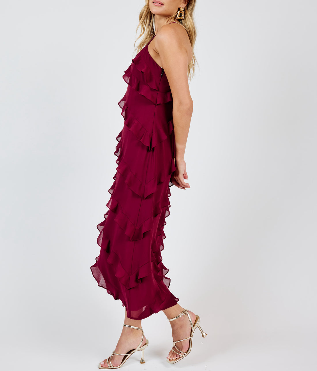 ALL INVITED RUFFLE MAXI DRESS