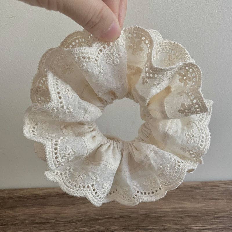 Vintage Lace Embroidery Double-Layer Hair Scrunchie