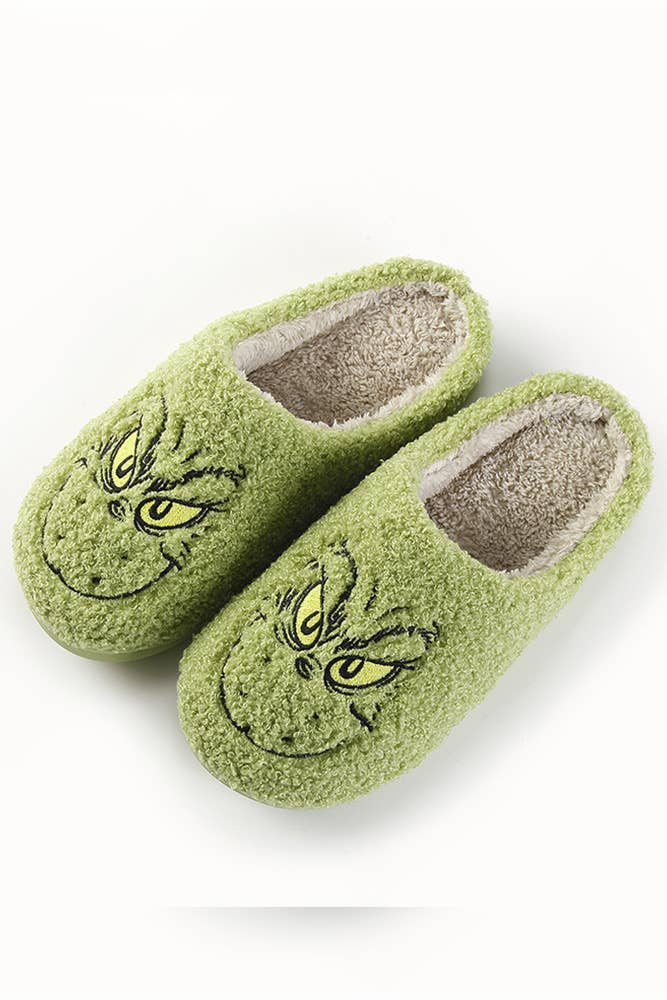 GREEN GRINCH SLIPPERS