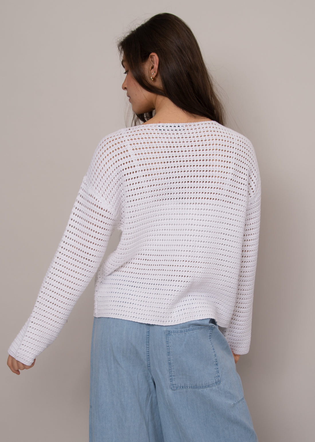 MOANA LONG SLEEVE HENLEY NECK PULL-OVER-WHITE
