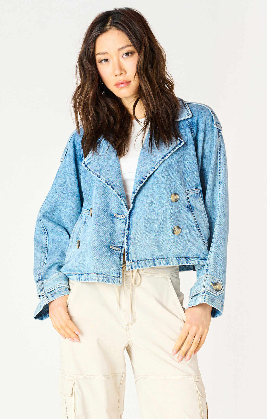 DENIM MINI TRENCH COAT